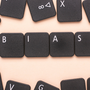 An image of a keyboard with bias spelled out