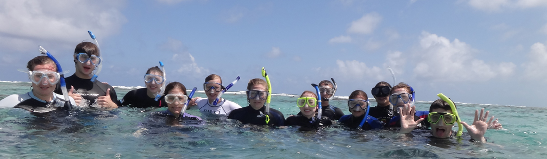 students in snorkel gear