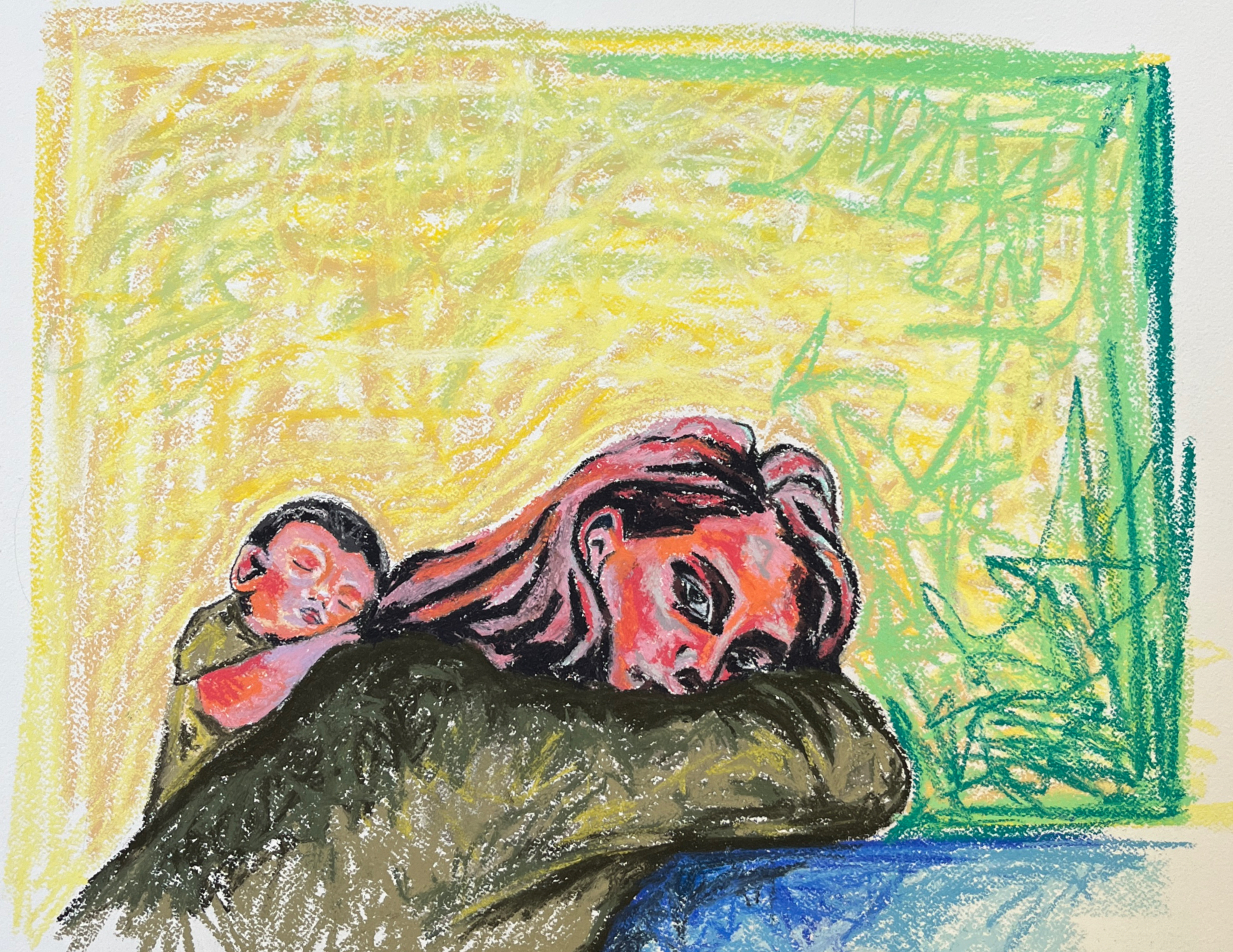 Artwork of a mother and child by Katie Lawson
