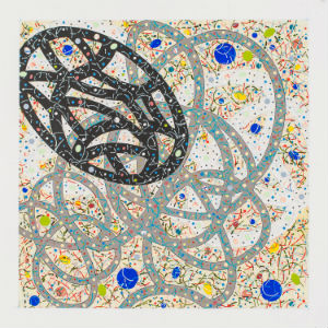 Scream in Silence; 2013; acrylic, collage and drawing on paper; 13 x13 inches  