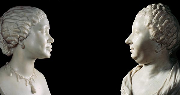Profiled Series: Untitled: Bust of an African Woman by Henry Weeks; marble, 1859; The J. Paul Getty Museum. Los Angeles and Bust of Mm. Adélaïde Julie Mirleau de Newville, née Garnier d'Isle by Jean-Baptiste Pigalle; marble, 1750s; The J. Paul Getty Museum, Los Angeles, 2009 (printed 2017); Edition of 5 Archival ink on rag paper; 32 x 61 inches