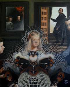 The Infanta as Velazquez's Strange Attractor, 2014, oil on canvas, 32 x 40 inches
