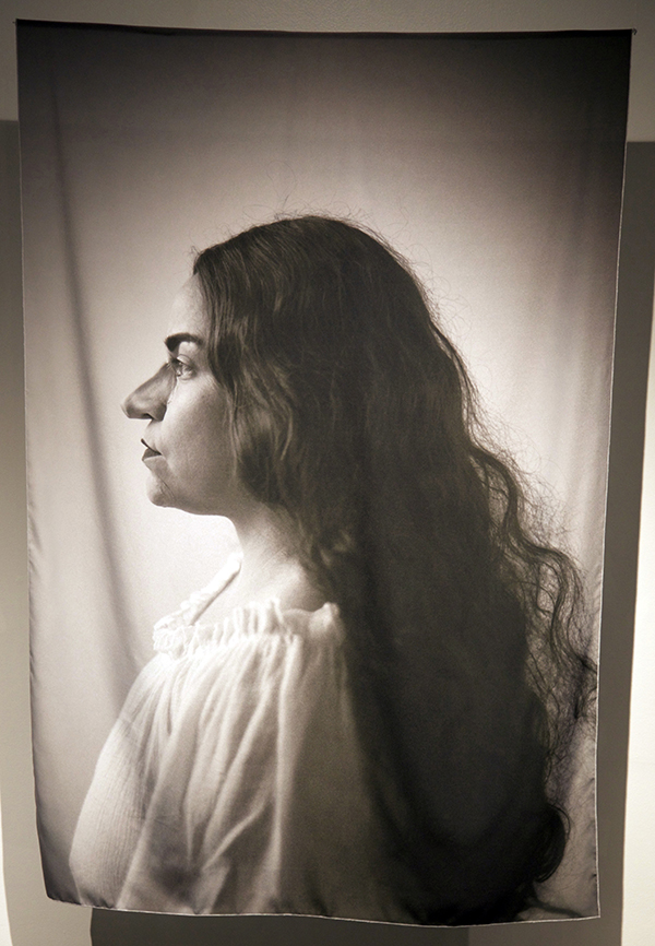 Delfina, 2018, digital photograph on crepe de Chine, 48 x 67 inches