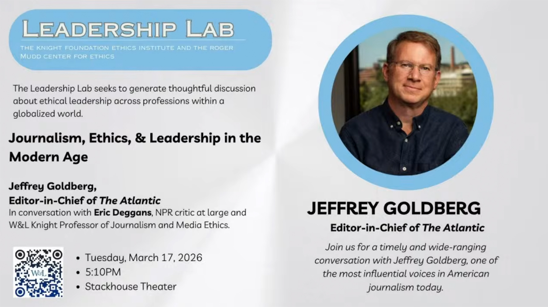 : Leadership Lab in partnership with Roger Mudd Center for Ethics: Jeffrey Goldberg, editor-in-chief of The Atlantic