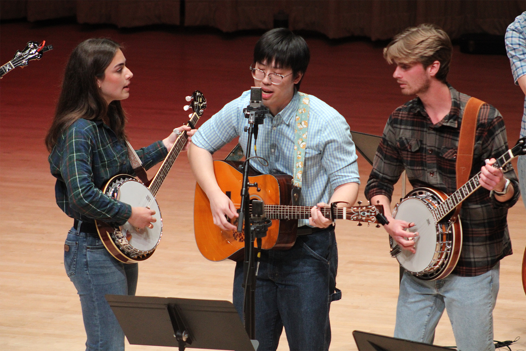 Bill Zheng '26 and members of the Bluegrass Ensemble