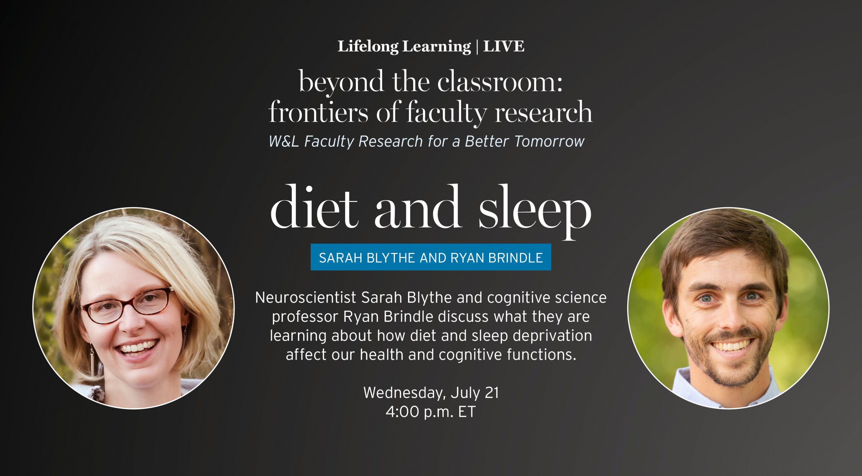 An image of the Diet and Sleep presentation, part of the Beyond the Classroom: Frontiers of Faculty Research series