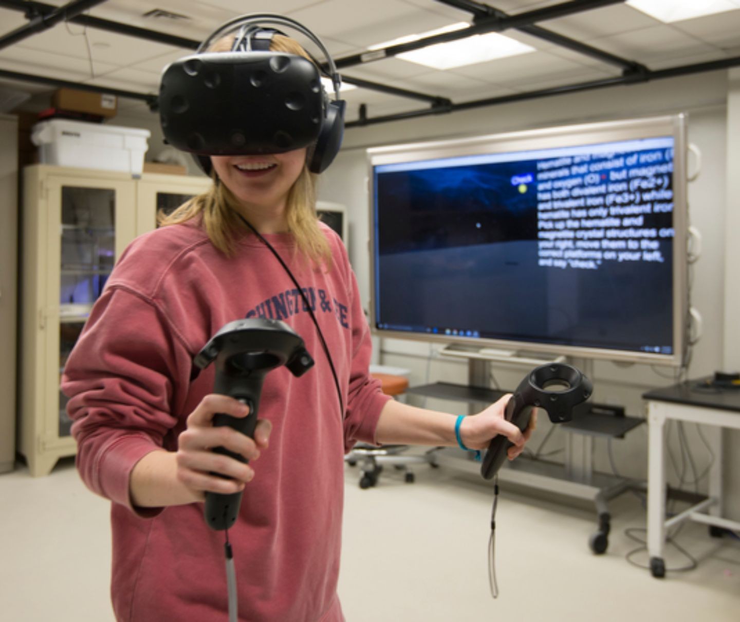 Participant using virtual reality equipment