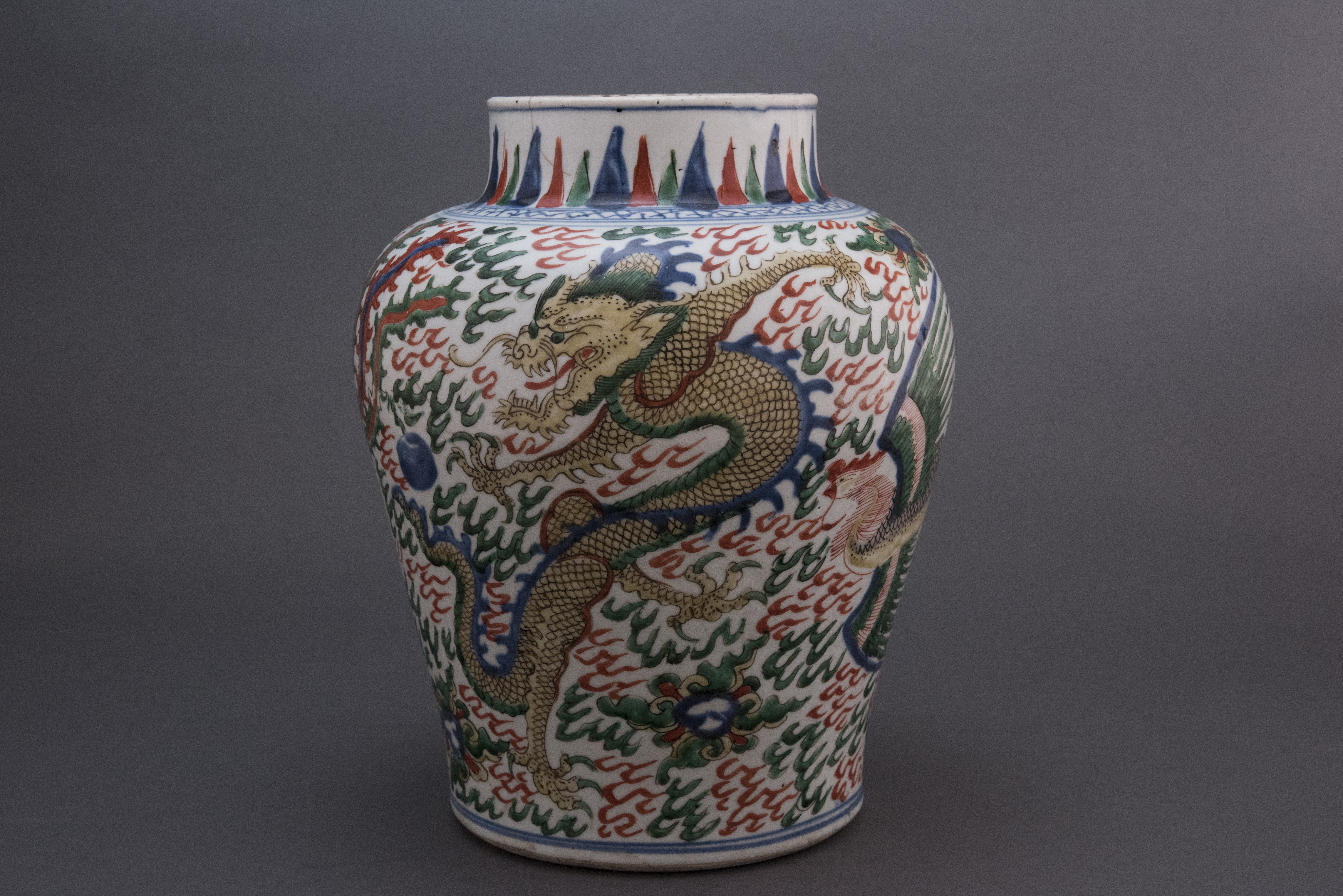 A dragon on a hard-paste porcelain jar