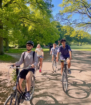Students riding bikes in Denmark