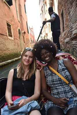 Students in a gondala