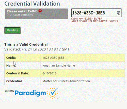 CeCredential validation example
