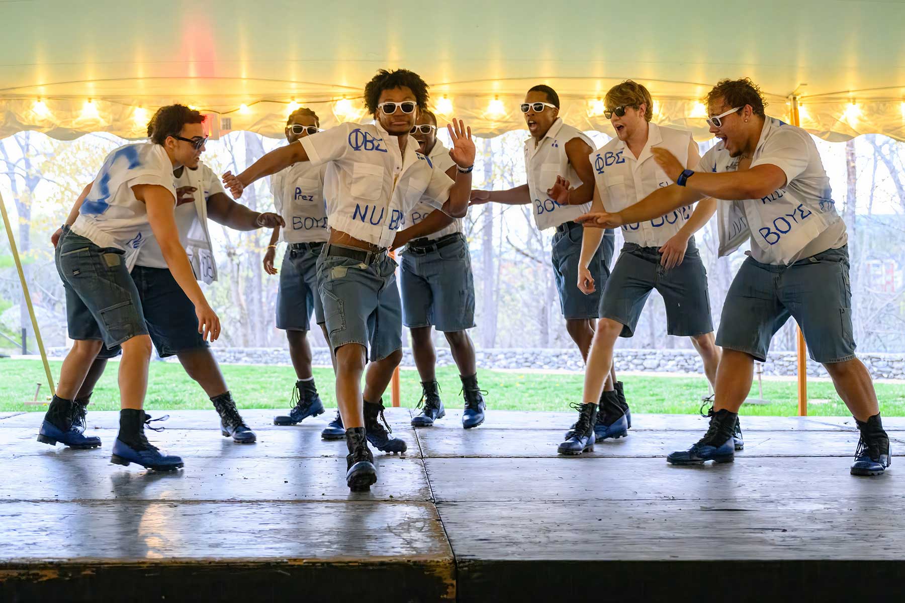 Members of Phi Beta Sigma Fraternity, Inc. perform in a Yard Show
