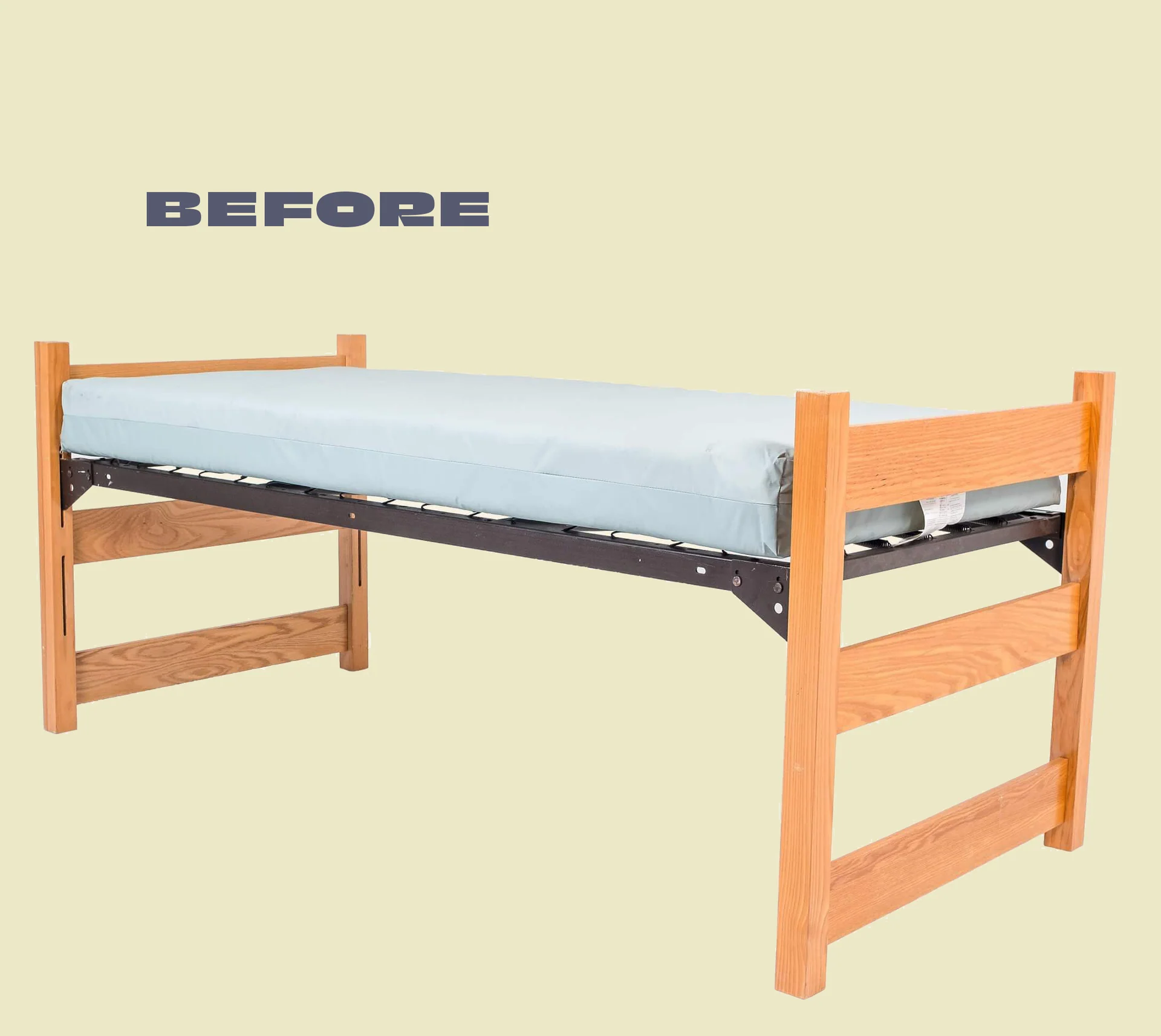 Dorm bed before Bigger Bed Mattress