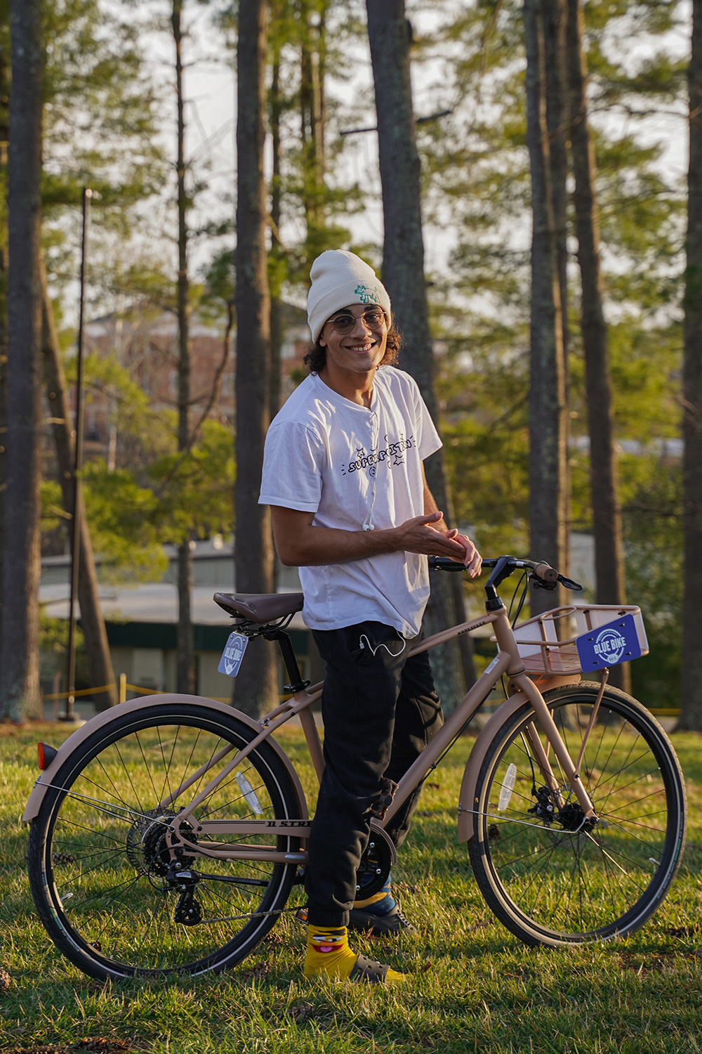 Student on a Blue Bike