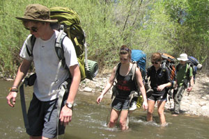 Students backpacking in Gila Wilderness, New Mexico