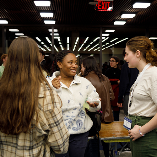 Students at an event in the Harte Center