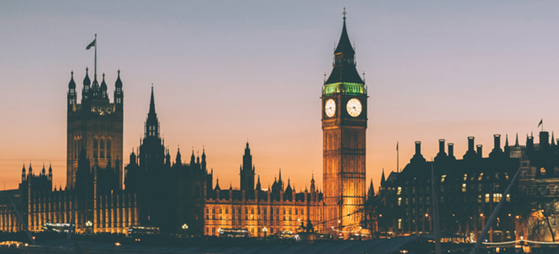 London skyline with Big Ben at night