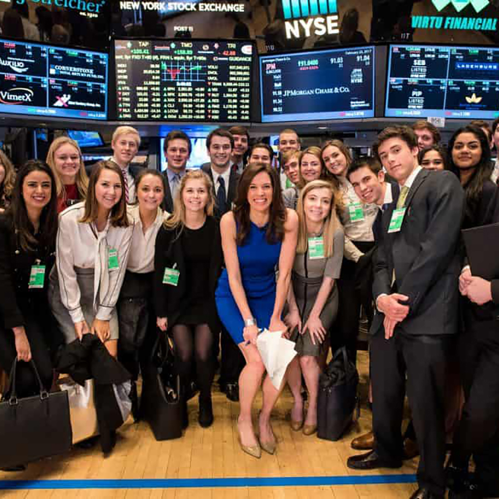 Students at the New York Stock Exchange
