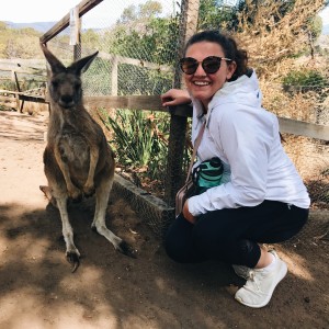 student with kangaroo