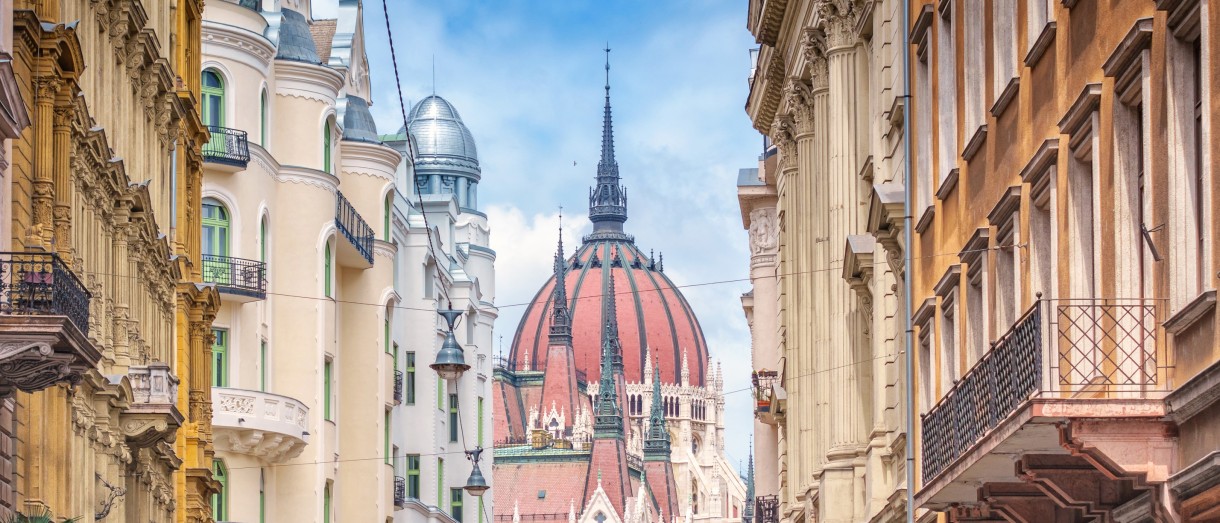 Banner image of Budapest promoting Danube River Adventure travel program