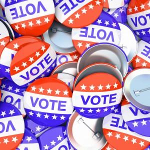 A picture of VOTE pins