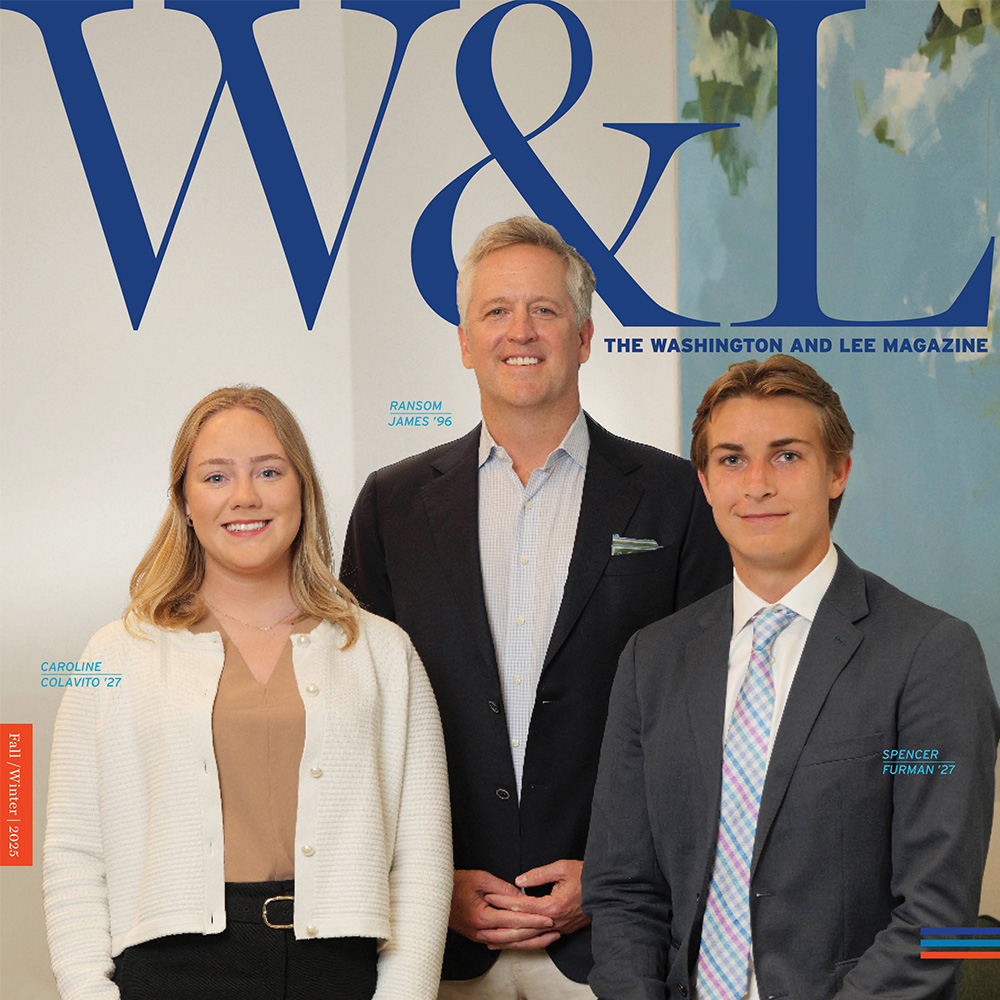 Cover image of The W&L Magazine, The W&L Network issue with Caroline Colavito '27, Random James '96, and Spencer Furman '27