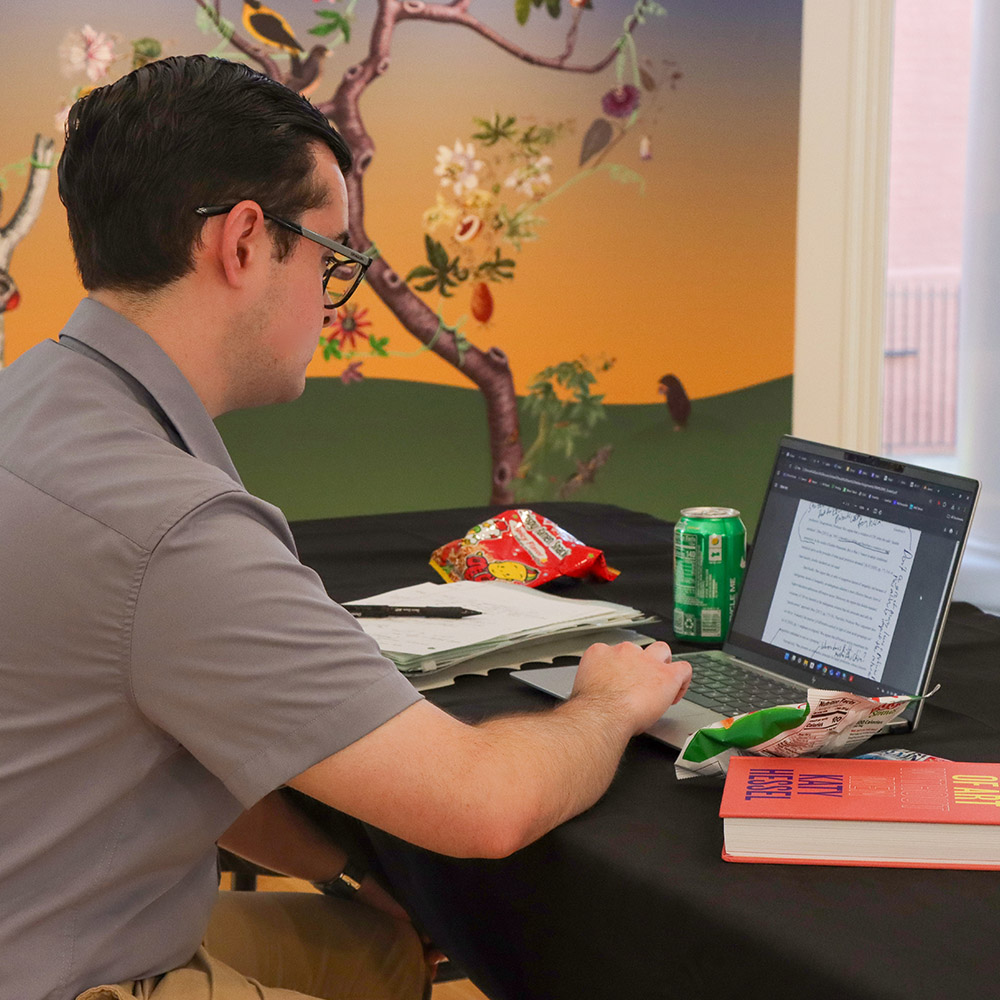 Student studying in Watson Galleries