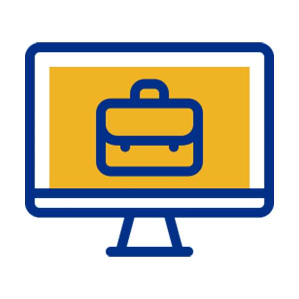 Icon of a briefcase in a monitor
