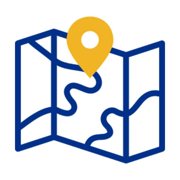 Icon of a map with a pin