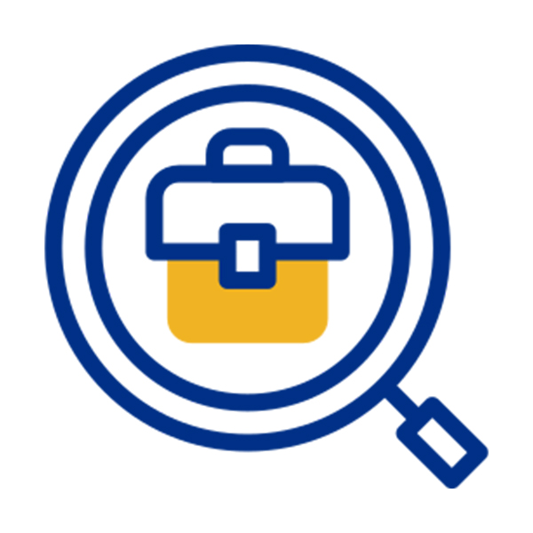 Icon of a briefcase in a magnigying glass