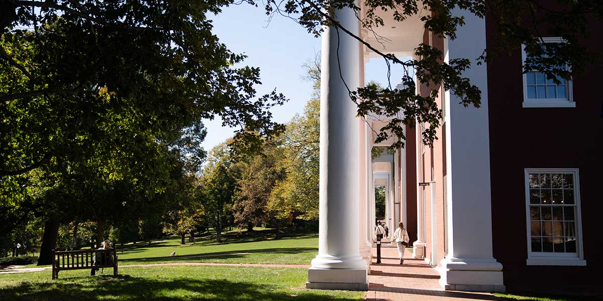 Students walking along the Colonnade