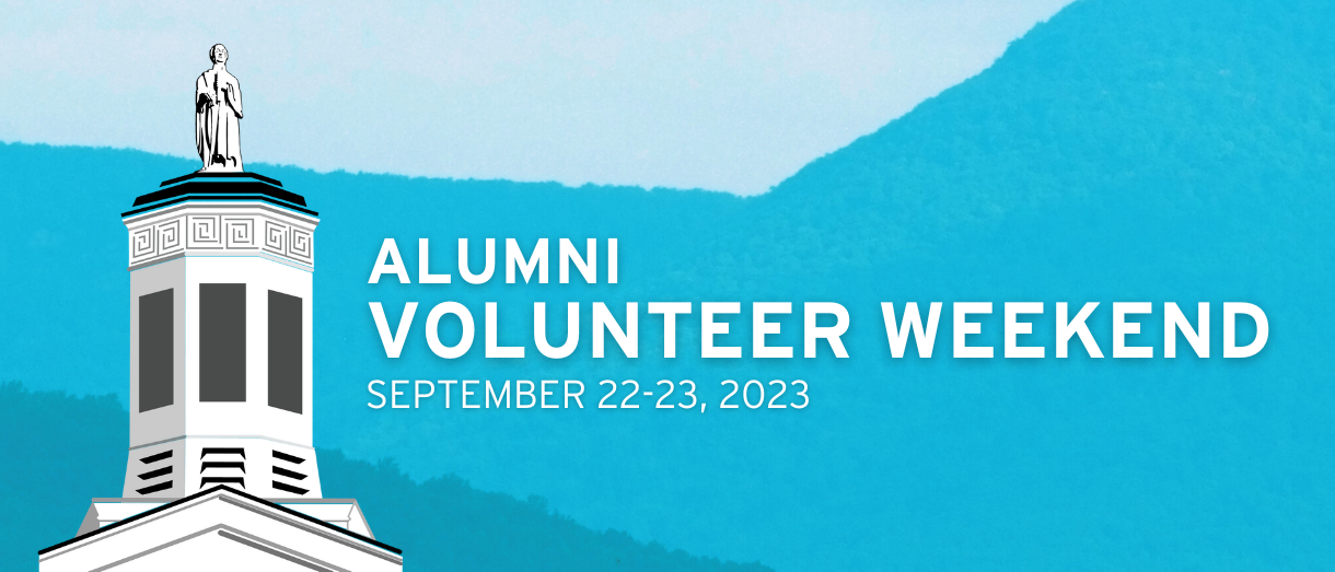 Banner image promoting Alumni Volunteer Weekend 2023