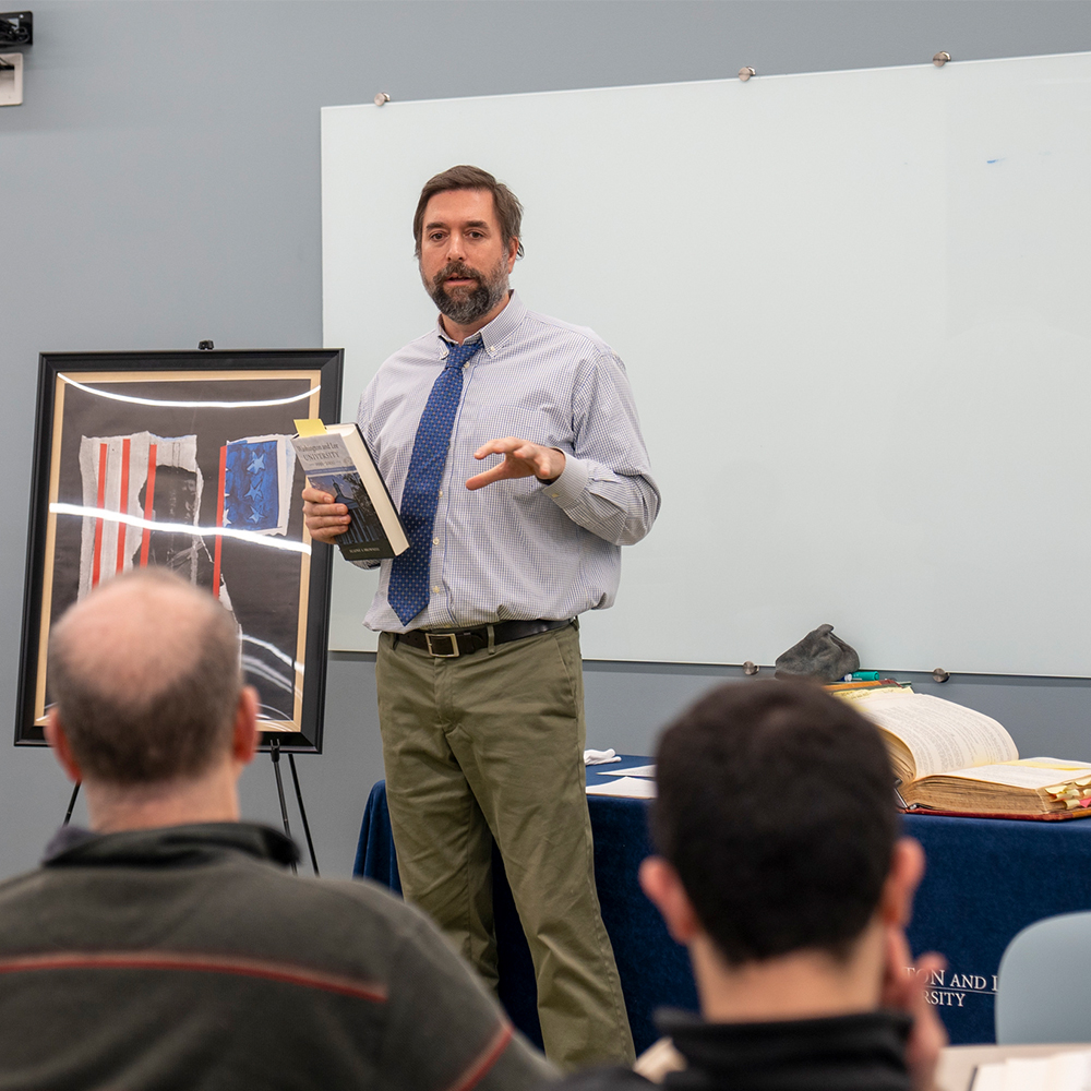 Assistant Director of Special Collections Seth McCormick-Goodhart speaks during "Corresponding with Dr. Martin Luther King Jr."
