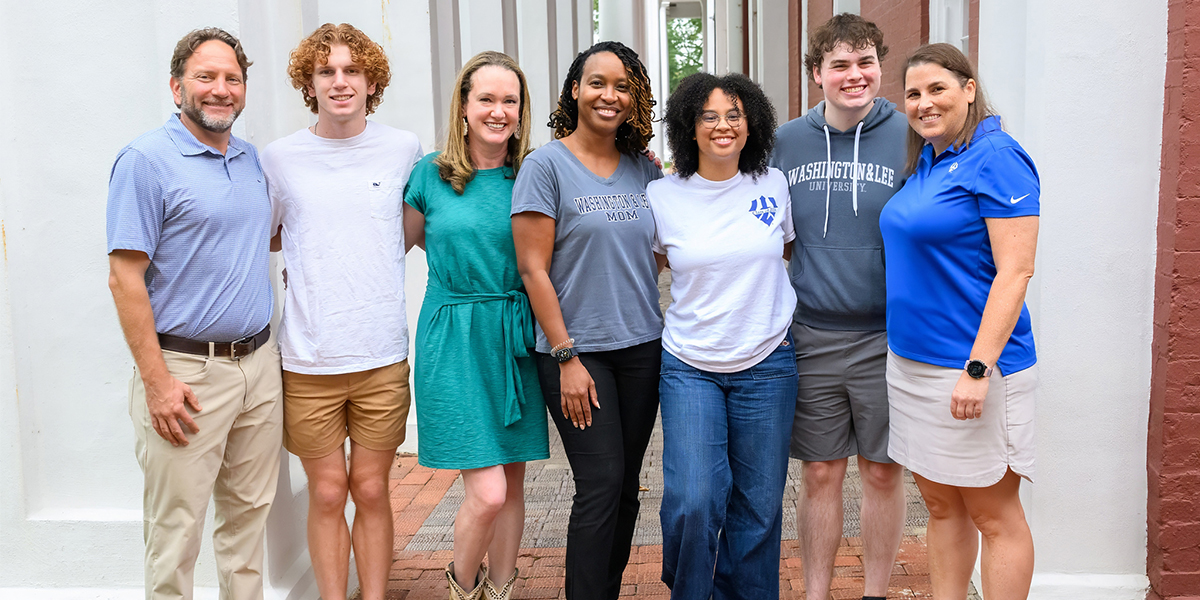 Students with their families on campus