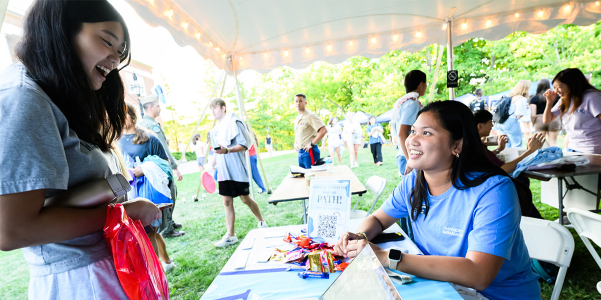 Students at an activities fair