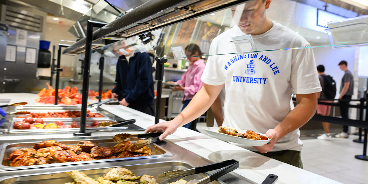 Student getting food in the Marketplace