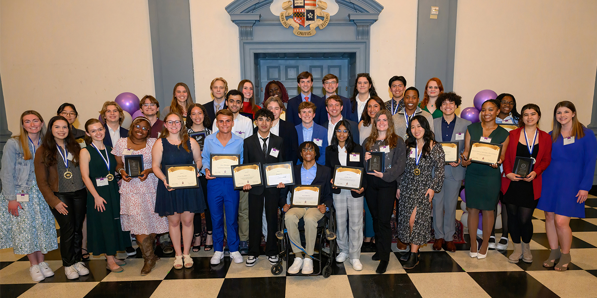 Leadership Excellence Awards recipients in Evans Hall