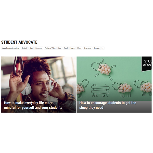 Screenshot of the Student Advocate webpage