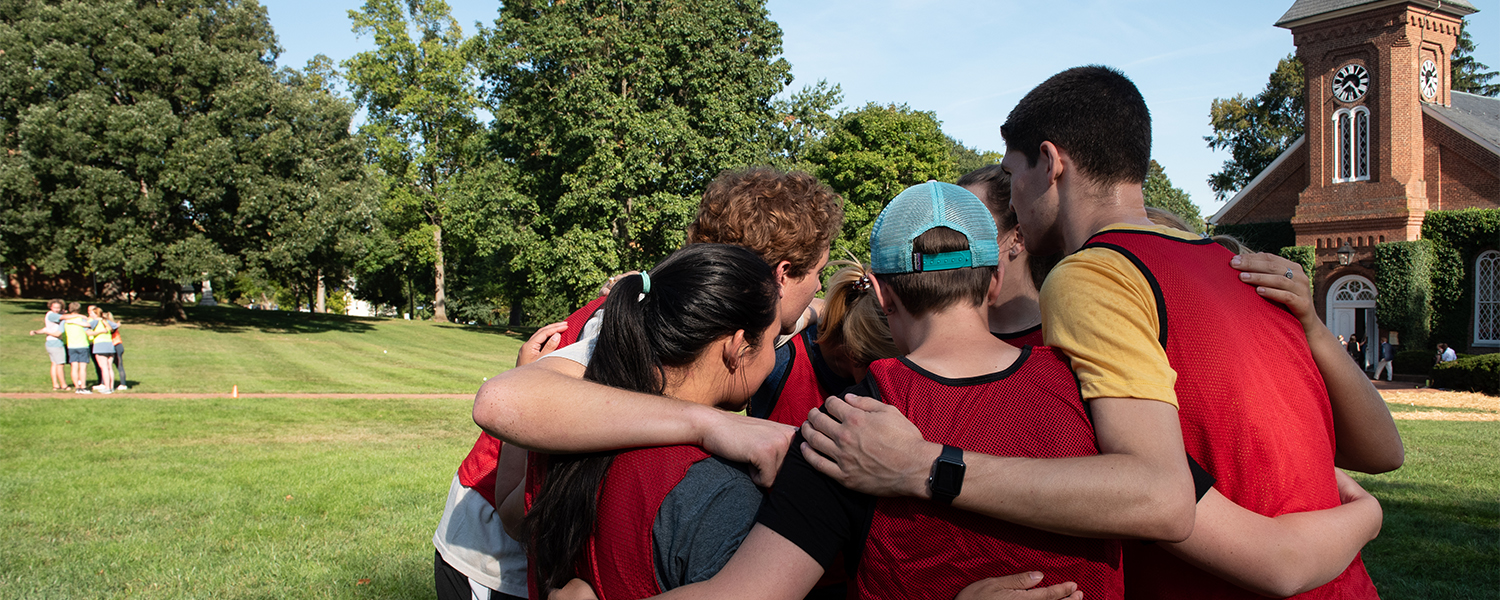 Students playing an intramural game on the Front Lawn