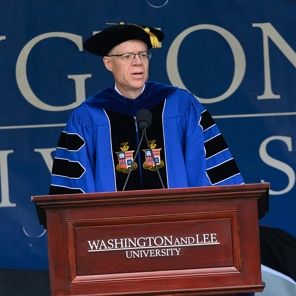 President Dudley speaking at Commencement
